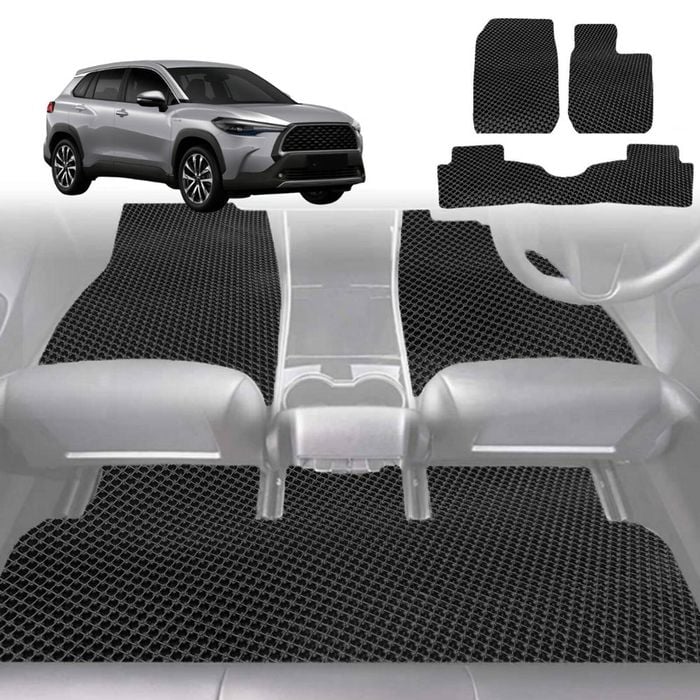 6D Diamond Car Floor Mats for Toyota Corolla Cross 2020-Current-Full Set-Black-Outback GT