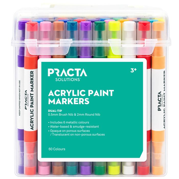 Practa Acrylic Paint Markers with Storage Case - 60 Pieces