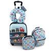 Costway 5pcs Kids Carry-on Luggage Set Blue W/neck Pillow Lunch Bag Name Tag
