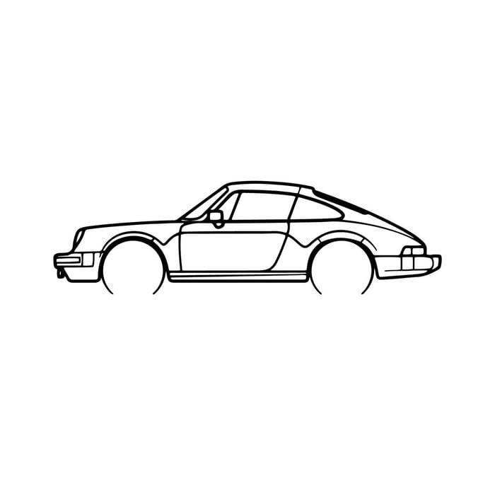 Ignite Laser Porsche 1983 911 Sc Silhouette Metal Wall Art Coated Black 15.7inch/40cm