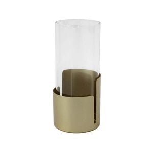 Willow & Silk Metal Subtle Golden Pillar Candle Holder 20cm