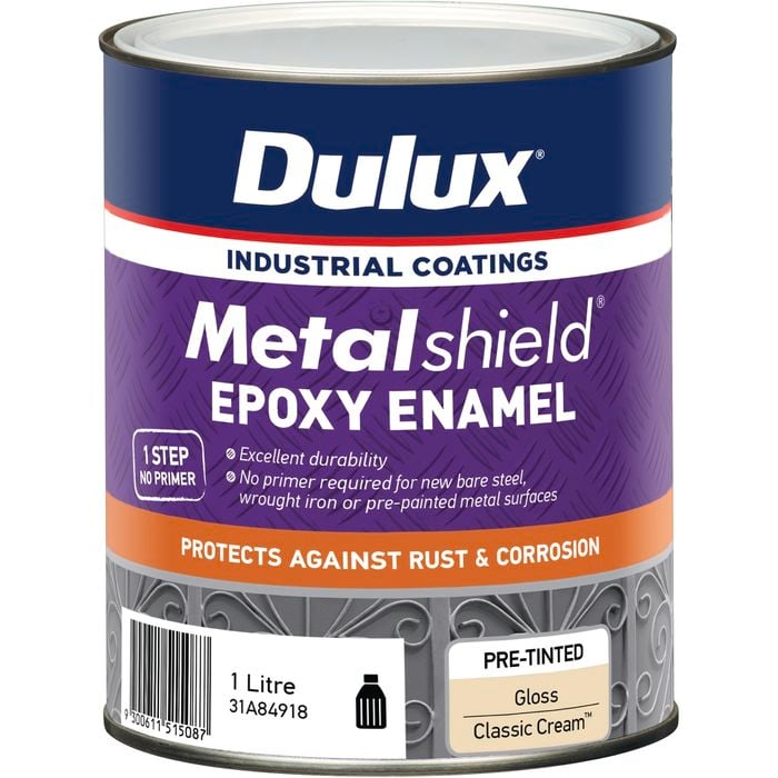 Dulux 1L Metalshield Epoxy Enamel Gloss Paint Classic Cream