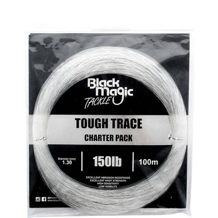 Black Magic Tough Trace Monofilament Fishing Leader 150lb Charter Pack