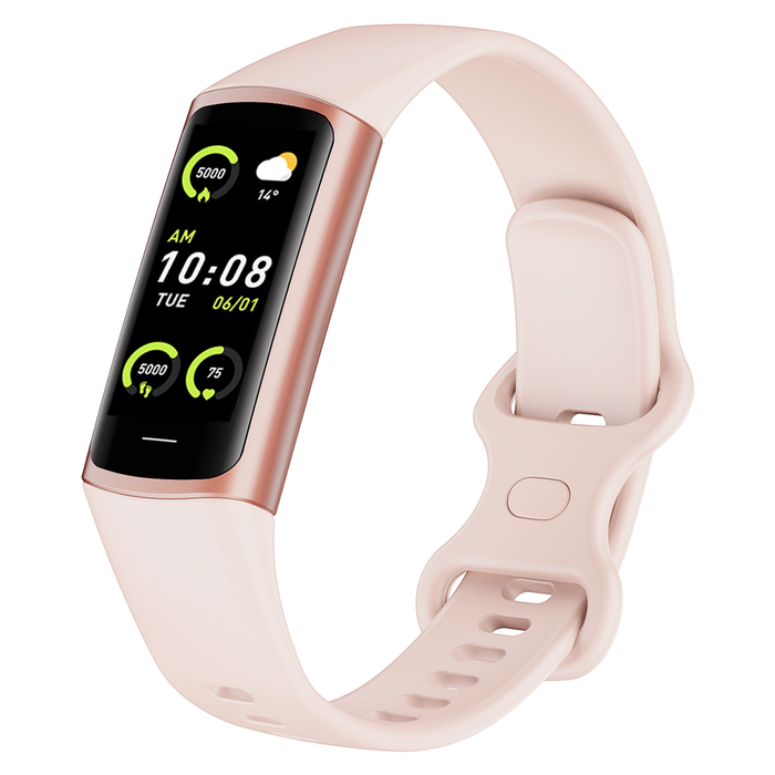 Bluetooth Fitness Tracker Smart Watch Body Thermometer Temperature BPM Monitor - Pink