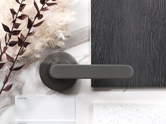 Brushed
  finish in gun metal grey