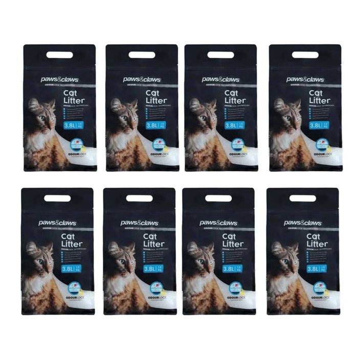 8 Bags Cat Litter Silica Crystals Silicone Crystal 3.8L Per Bag