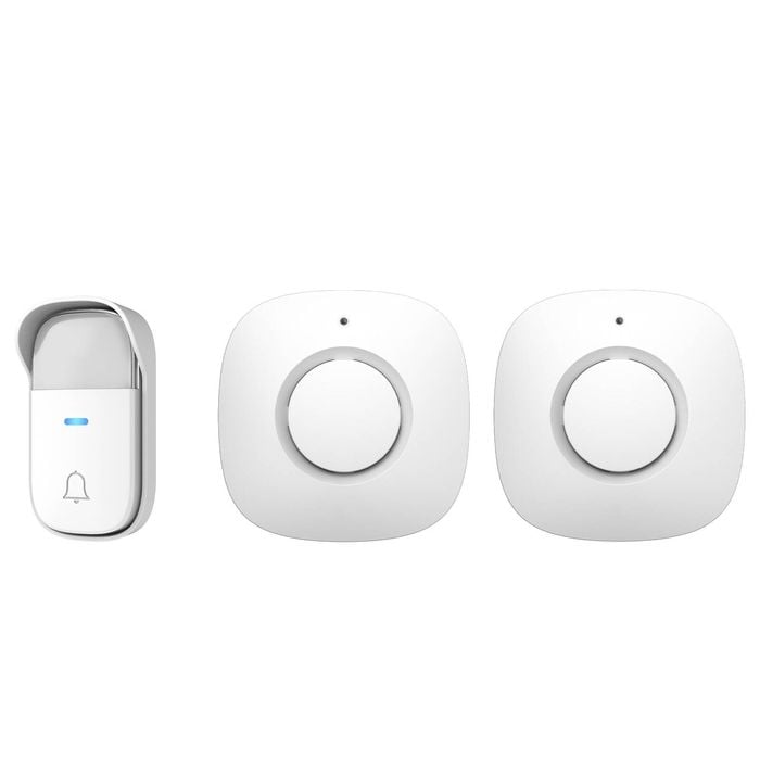 Arlec 150m White Wireless Dual Plug-In Door Chime With Kinetic Push Button