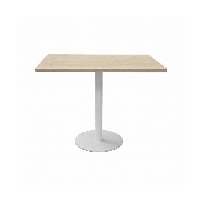Olg Disc Meeting Table White Frame Nordic Maple Top 900mm Square