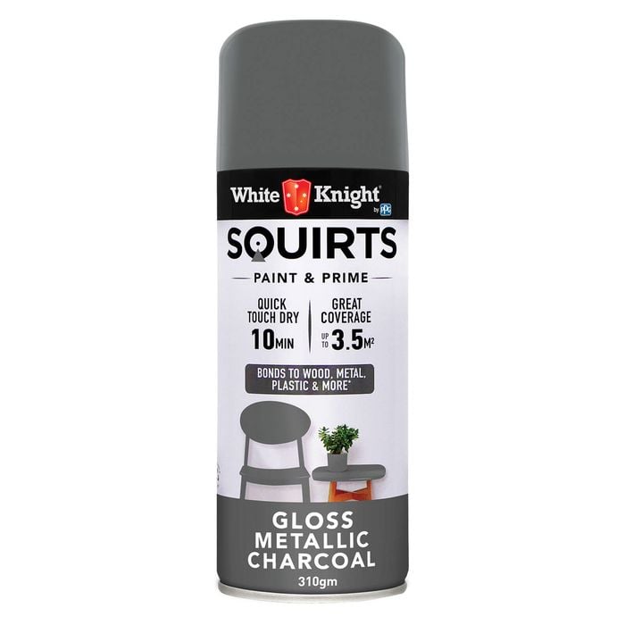 White Knight Squirts 310g Metallic Charcoal Gloss Spray Paint