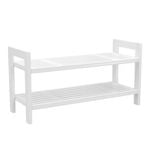 Flexi Storage Living White Bamboo Stackable 2 Tier Shoe Rack