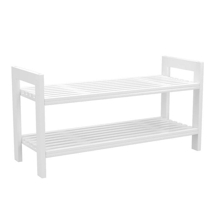 Flexi Storage Living White Bamboo Stackable 2 Tier Shoe Rack