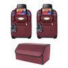 SOGA Car Bundle – 2 Red Back Seat Storage Organizer & Collapsible Trunk Cargo Box