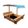 Mazam Kids Sandpit Wooden Sand Box Bench Cover Canopy