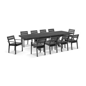 Austin Table 10 Santorini Chairs Charcoal & Olefin Grey Cushions