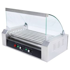 Commercial Grade 18 Hot Dog Sausage 7 Roller Grill Machine with Cover Sausage Roller 1400W