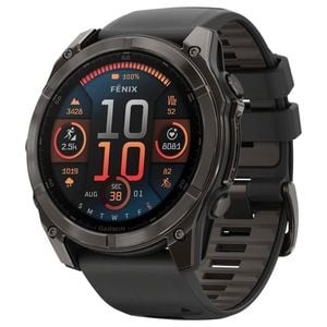 Garmin Fenix 8 51mm Amoled Sapphire Carbon Grey Dlc Titanium With Black/pebble Grey Silicone Band