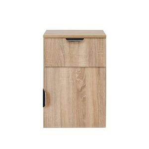 European Cabinetry Natural Oak Slim Pull Black Porto Bedside Table