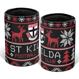 AFL Christmas Stubby Cooler - St Kilda Saints - Rubber Base - XMAS