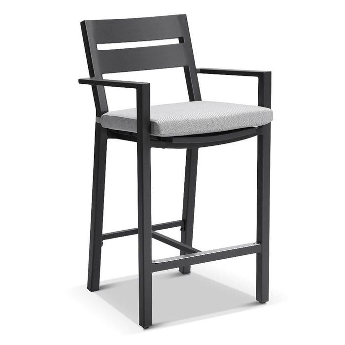 Santorini Outdoor Aluminium Bar Stool Charcoal - Textured Grey