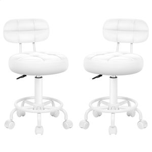 Alfordson Set Of 2 Salon Stool Backrest Swivel Barber Hair Dress Chair Riley All White