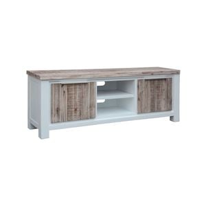 Plumeria ETU Entertainment TV Unit 176cm 2 Door Solid Acacia Timber -White Brush
