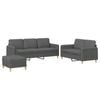 vidaXL Sofa Set with Cushions 2-Seater Sofa Couch 3 Piece Dark Grey Fabric