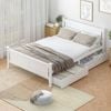 Oikiture Solid Pine Wood Bed Frame With 2 Trundle Drawers King