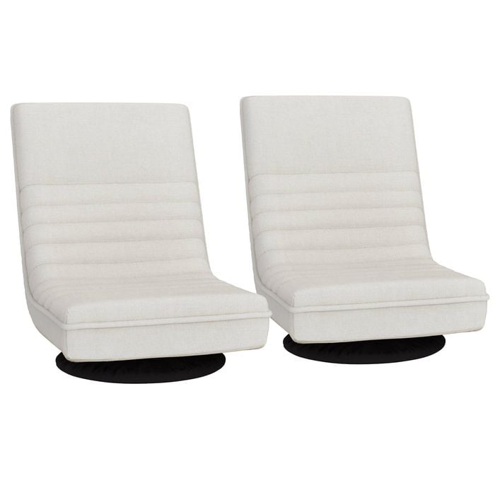 Artiss 2XFloor Chair Lounge Sofa Linen White