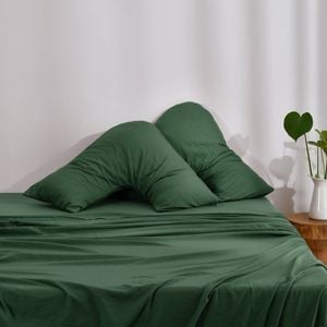 Dreamaker Superfine Washed Microfibre V-Shape Pillowcase Twin Pack - Hunter Green