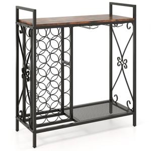 Costway 21-bottle Wine Rack Shelf Glass Holder Metal Frame Kitchen Table