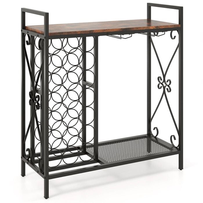 Costway 21-Bottle Wine Rack Shelf Glass Holder Metal Frame Kitchen Table