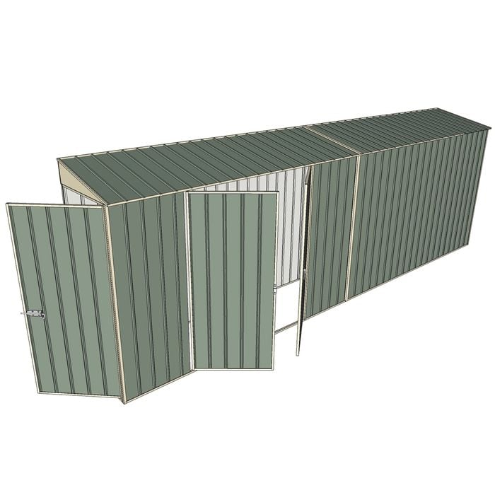 Build-a-Shed 0.8 x 6 x 2m Hinged Door Tunnel Shed with Double Hinged Side Doors - Green