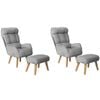 Oikiture 2x 360 Swivel Recliner Armchair Lounge Ottoman Chair With Stool Grey