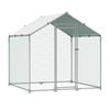 VEVOR 200x200x200cm Metal Chicken Coop with Cover Spire Roof Security Lock for Backyard