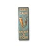 Wooden Print "Stay Calm Pop A Top" In Antique Blue