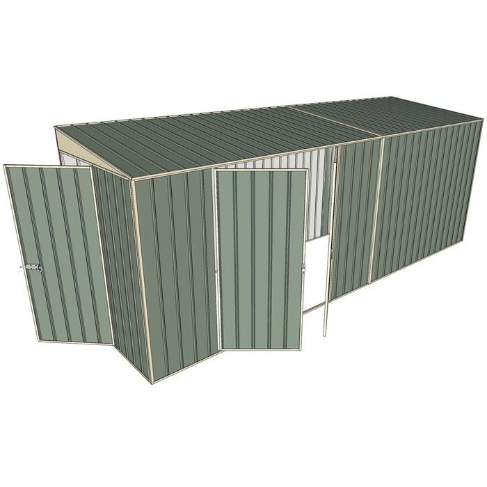 Build-a-Shed 1.5 x 5.2 x 2m Double Hinged Side Door Skillion Shed - Green