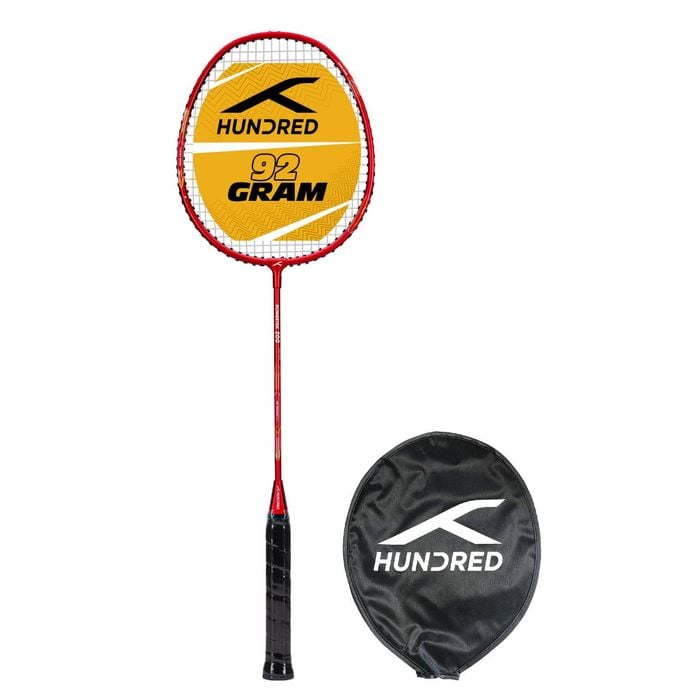 HUNDRED Powertek 200 PRO Strung Badminton Racquet – Red, G5 Grip & Cover