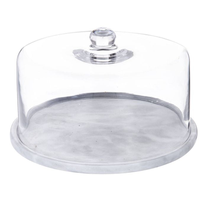 Davis & Waddell Nuvolo Marble Round Dome Grey & Clear 29x18cm