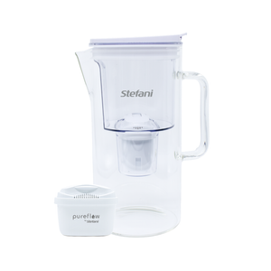 Stefani 2.5L White Pureflow Glass Water Filter Jug