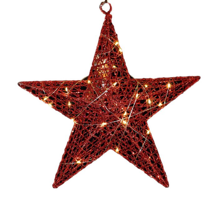 Catzon 30cm LED Lighted Hanging Star for Christmas-Red
