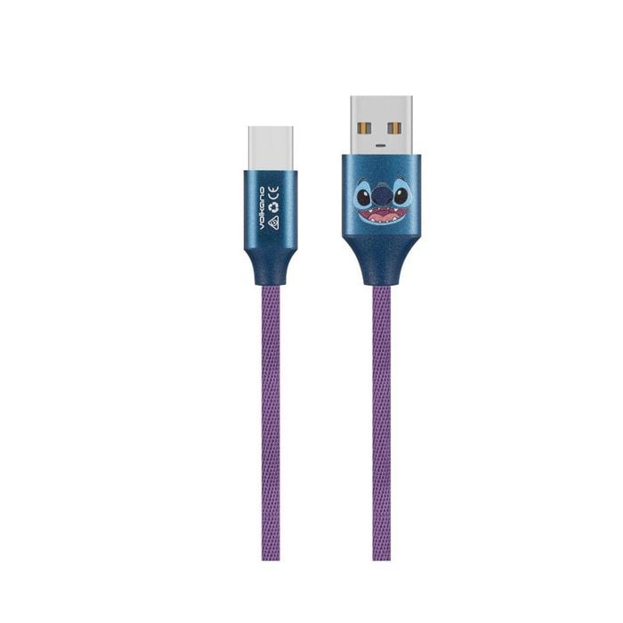 Disney Stitch Usb C To Usb A Cable 1.2m Fast Charge Data Sync