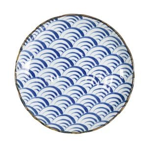 Tokyo Design Plate Porcelain Blue Wave Pattern Microwave Dishwasher Safe 25cm
