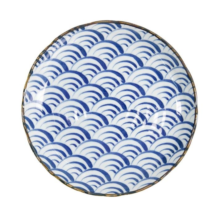 Tokyo Design Plate Porcelain Blue Wave Pattern Microwave Dishwasher Safe 25cm