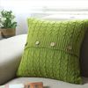 CottonMore Home Decor Knitted Cushion Cover Twisted stripes w buttons Green 45x45cm