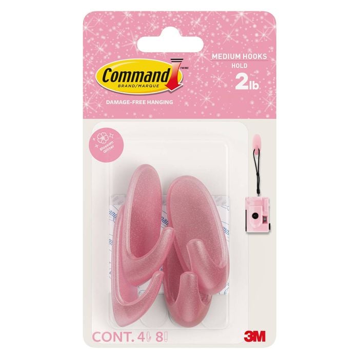 Command Glitter Hooks Blossom - 4 pack