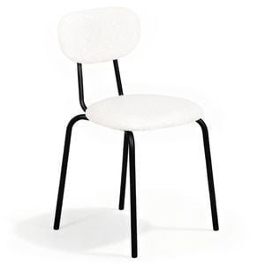 Ufurniture Dining Chairs Set of 2 Sherpa Fabric Kitchen Chair with Cushion Backrest & Metal Legs Beige