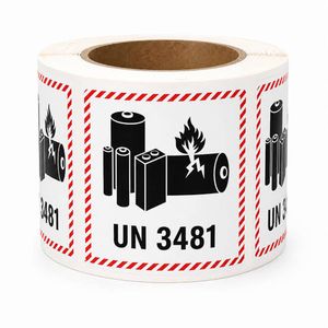 NLP Warning Label UN3481 - 111X126 Label White with Red and Black Print - 6 rolls PER CARTON