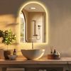 OAKORY 90cm Arched LED Bathroom Mirror with Date Time Temperature Display Anti-Fog