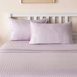 LINENOVA 1800TC Striped Microfibre Sheet Set-Light Purple King