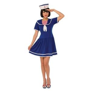 Sailor Lady Adult Halloween Costume for Women Navy Officer Dress with Hat, Small